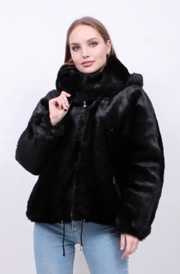 Полушубок  из искусст. эко меха . М-121, цвет: Черная норка. № 1