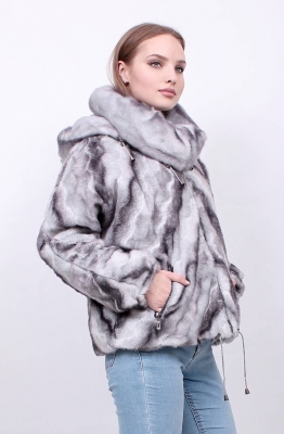 Полушубок  из искусст. эко меха . М-121, цвет: Голубая норка. № 47